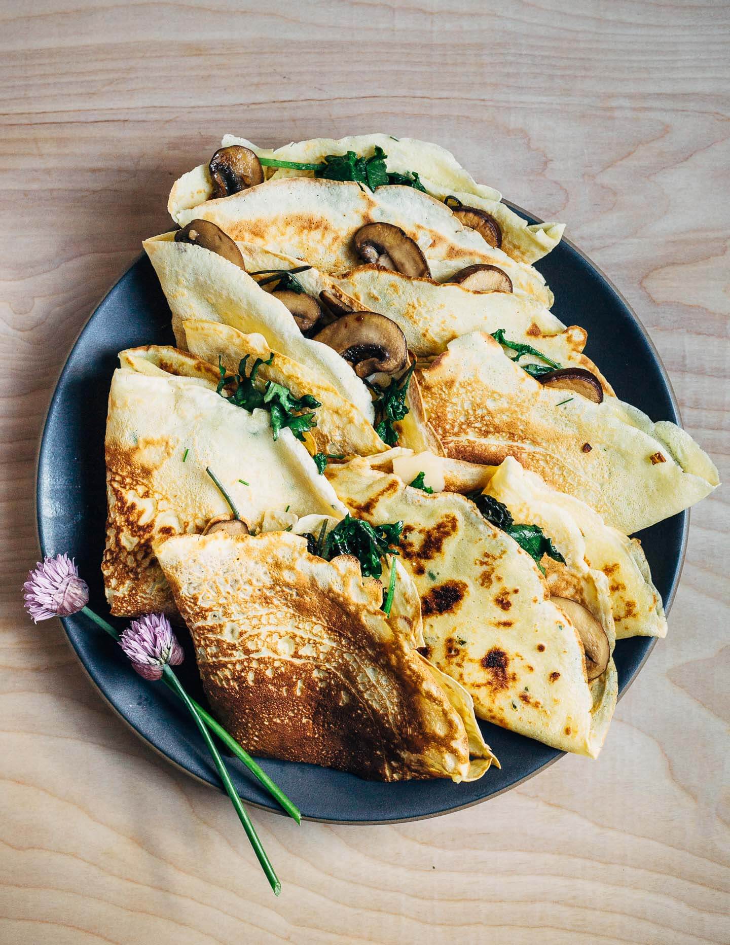 Savory Crepes With Mushrooms And Greens | Brooklyn Supper | Recipe Cloud App
