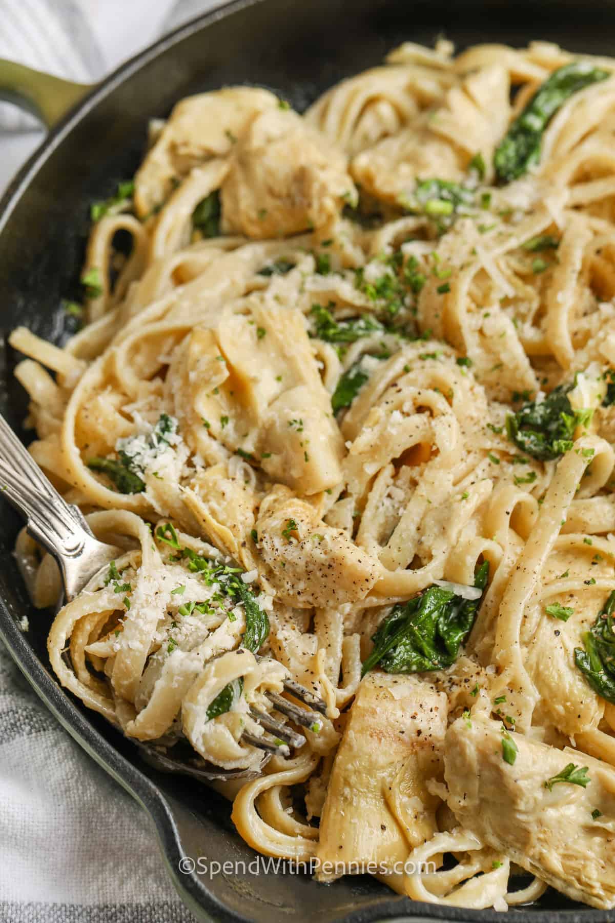 Linguini: Artichoke with Spinach & Parmesan | Recipe Cloud App