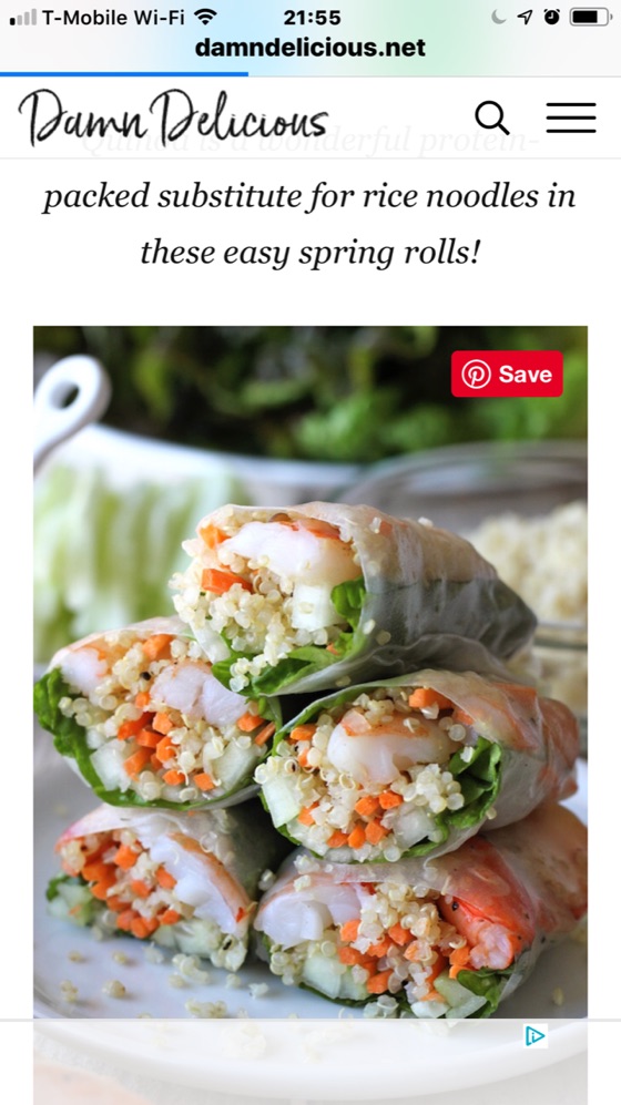 Roasted Shrimp Quinoa Spring Rolls | Recipe Cloud App