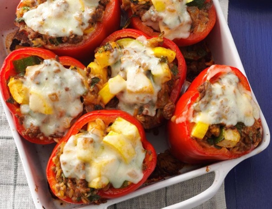 Vegetable & Beef Stuffed Red Peppers | Recipe Cloud App