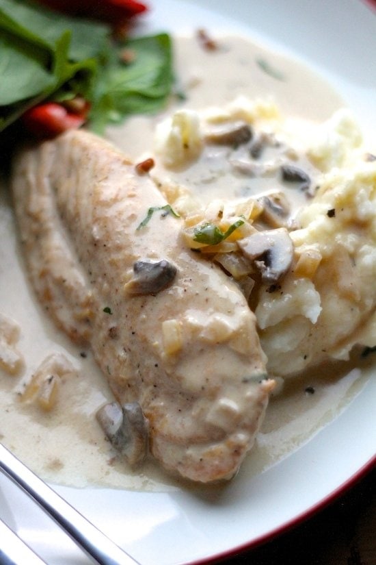 Chicken With Mushroom Sauce Over Mashed Potatoes | Recipe Cloud App