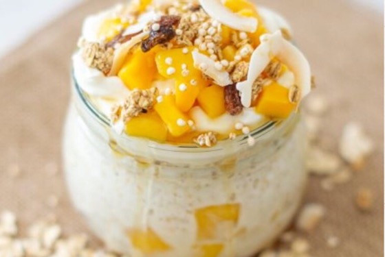 Overnight Oats with Mango & Coconut | Recipe Cloud App