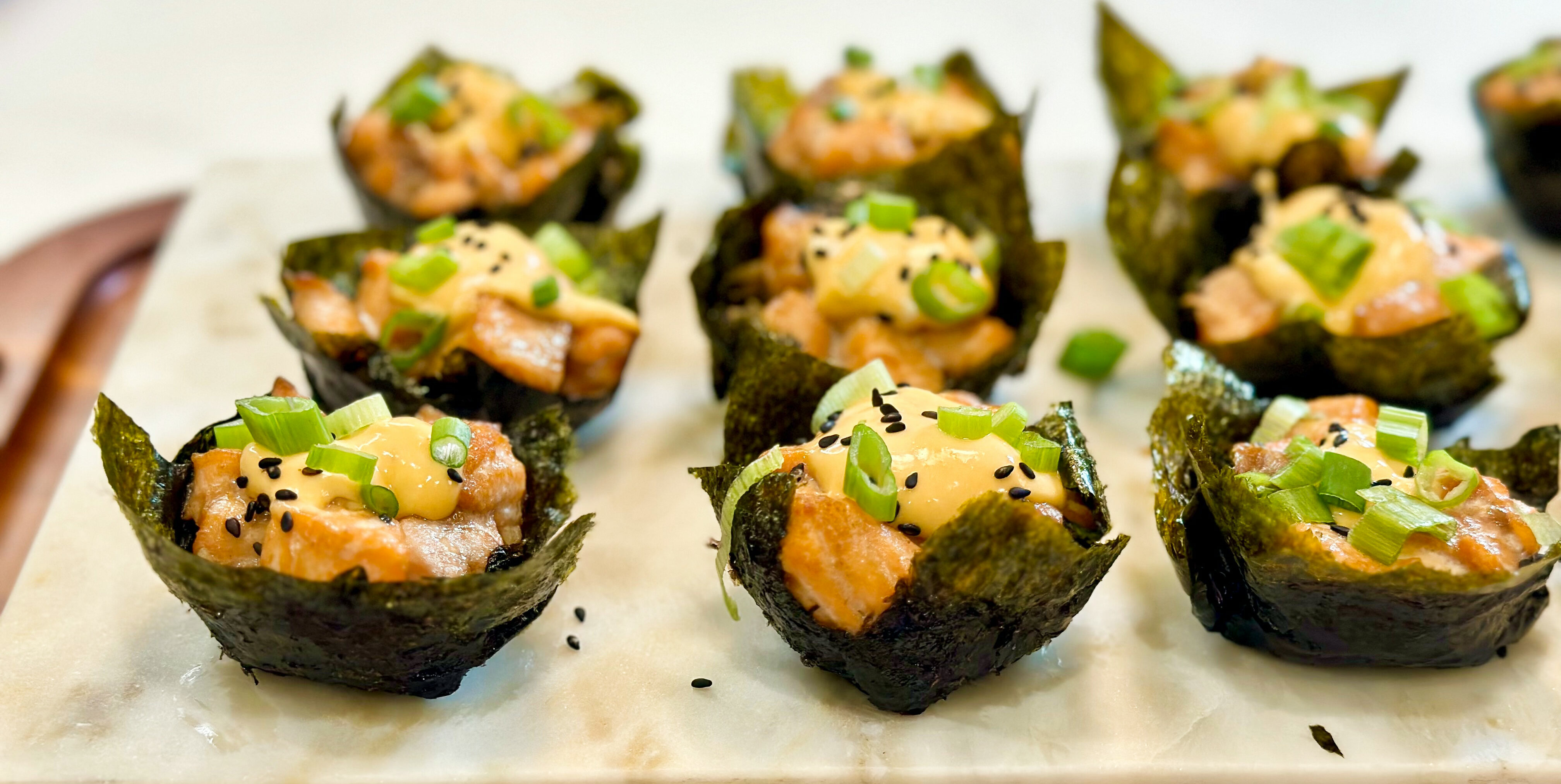Salmon Sushi Cups With Spicy Mayo | Recipe Cloud App