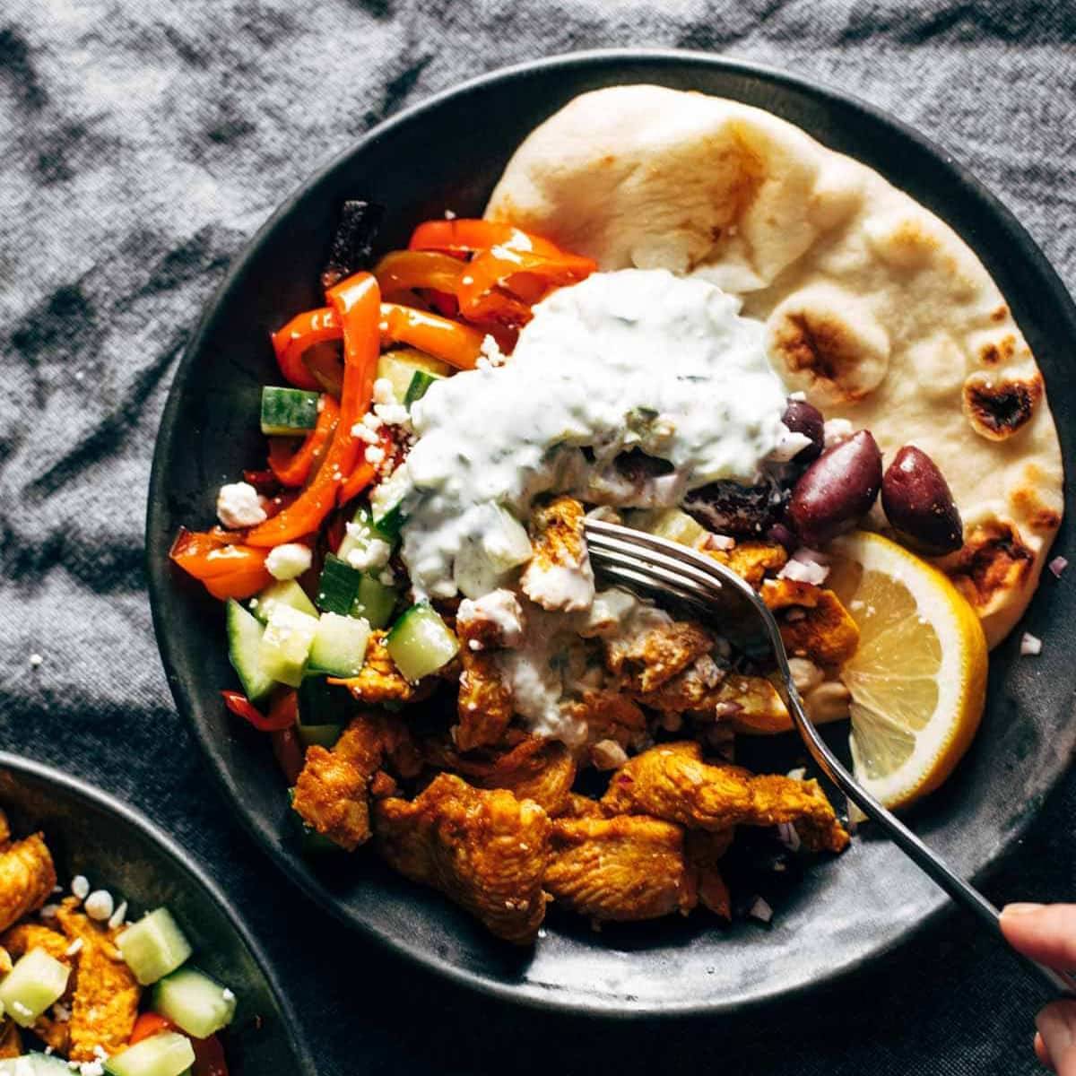 Sheet Pan Chicken Pitas with Tzatziki | Recipe Cloud App