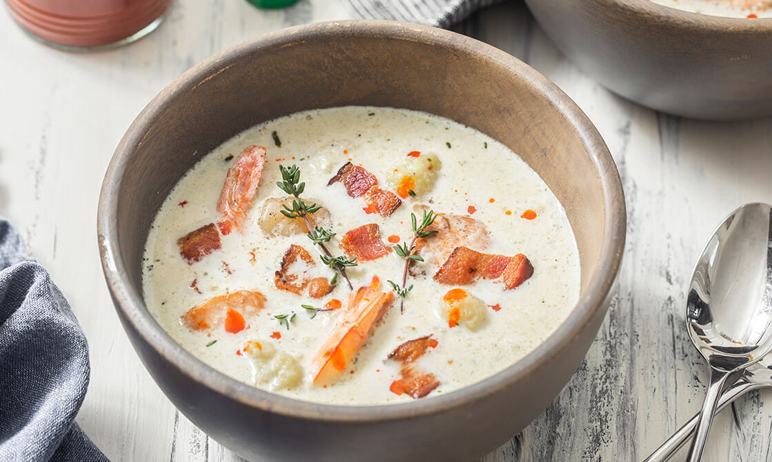 Seafood Shrimp & Salmon Chowder | Recipe Cloud App
