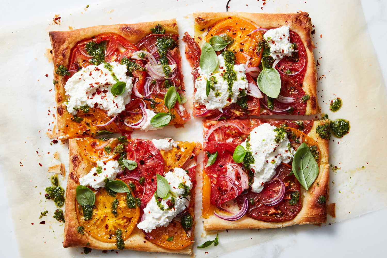 Roasted Tomato Tart With Ricotta And Pesto Recipe Roasted Tomato Tart With Ricotta And Pesto Recipe 