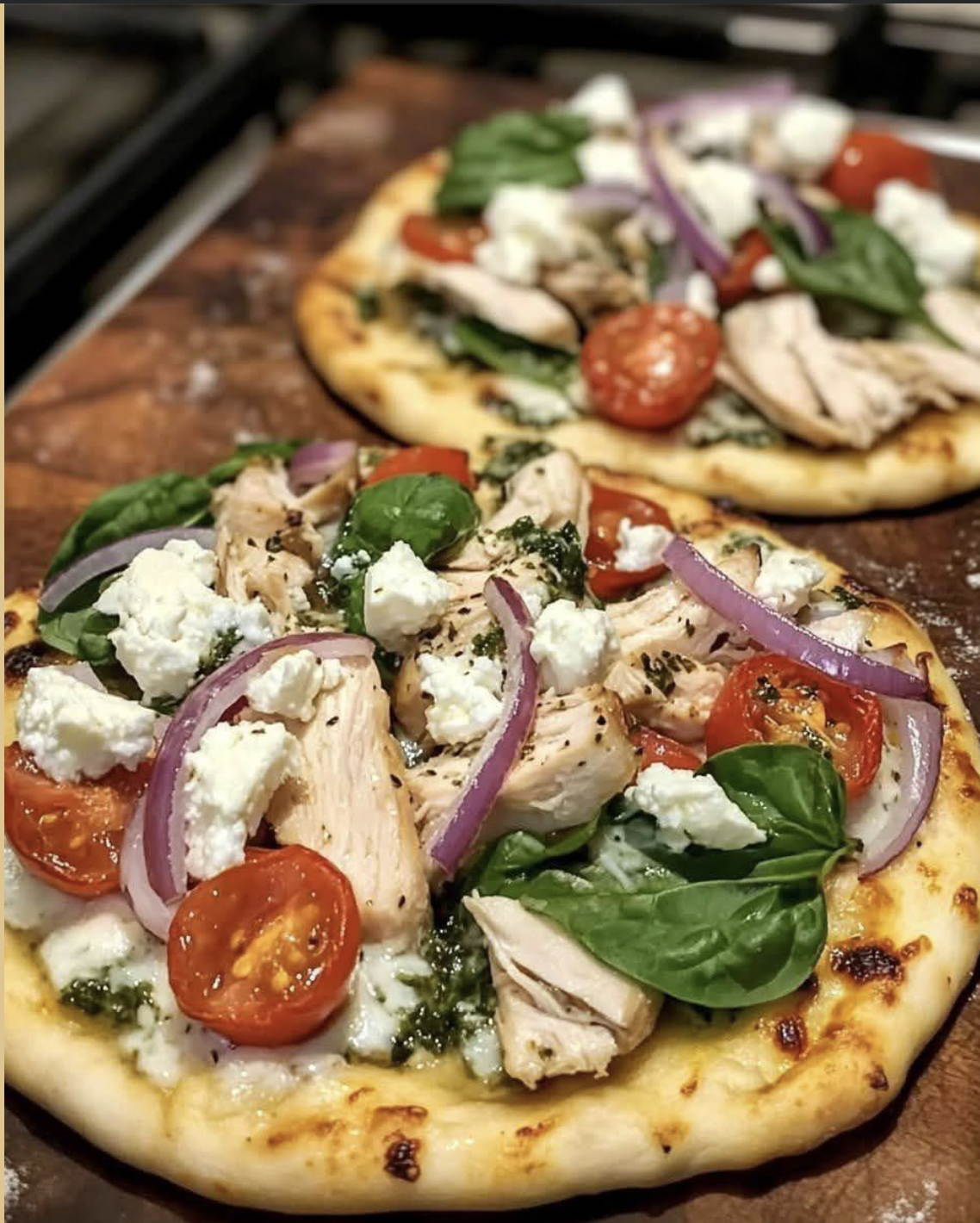Pizza: Tzatziki Chicken & Veggie Naan | Recipe Cloud App