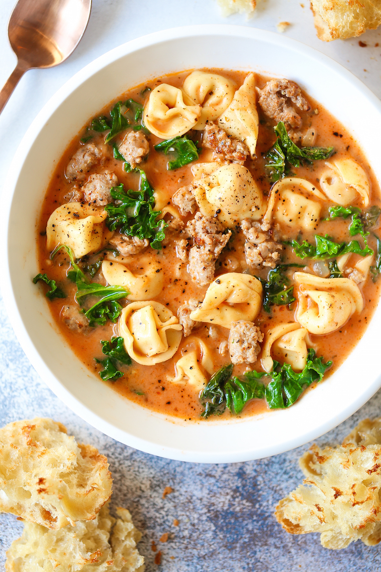 Creamy Tortellini Soup Recipe | Creamy Soup Recipes | Damn Delicious Creamy Tortellini Soup Recipe |