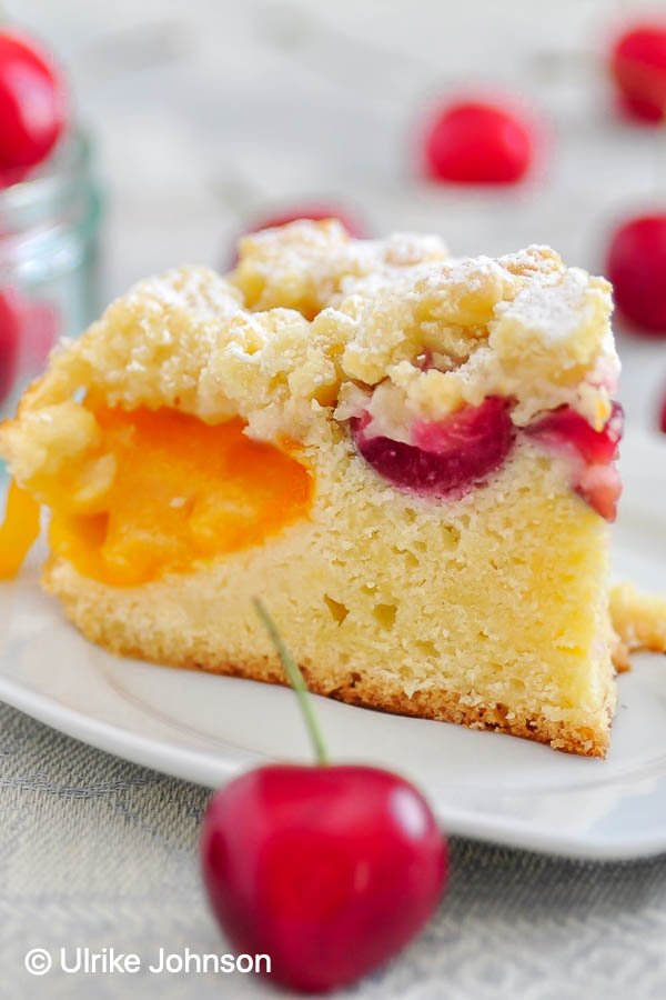 Apricot Crumb Cake With Cherries | Recipe Cloud App