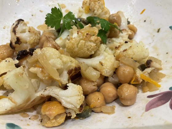 Roasted Cauliflower And Chickpeas With Orange Piccata Sauce | Recipe Cloud App
