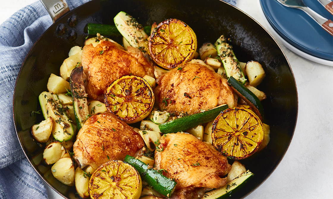 Keto Crispy Lemon Thyme Chicken With Daikon And Zucchini | Recipe Cloud App