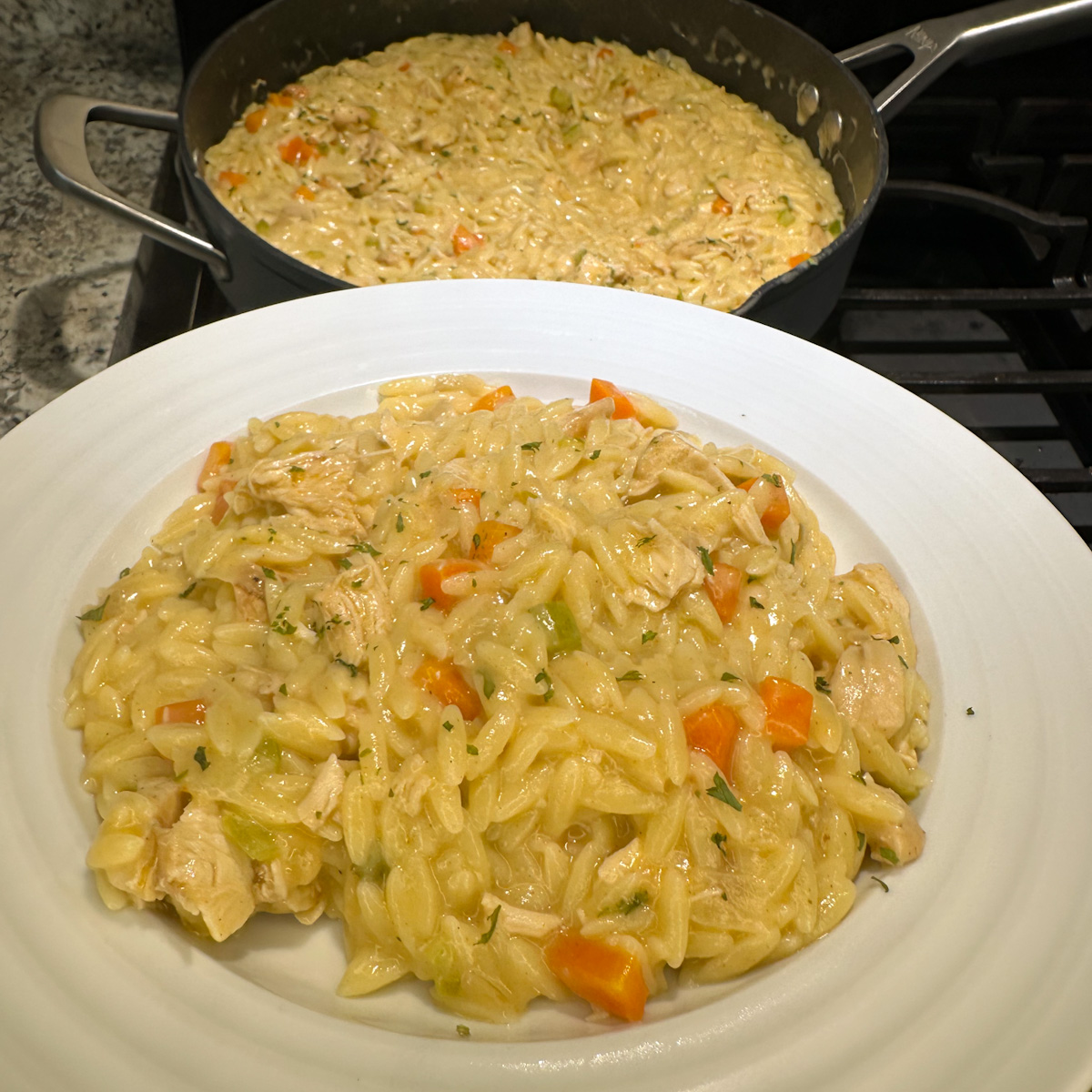 Creamy Chicken Pot Pie Orzo | Recipe Cloud App