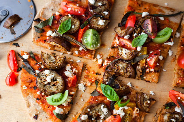 Grilled Pizza With Grilled Eggplant And Cherry Tomatoes | Recipe Cloud App