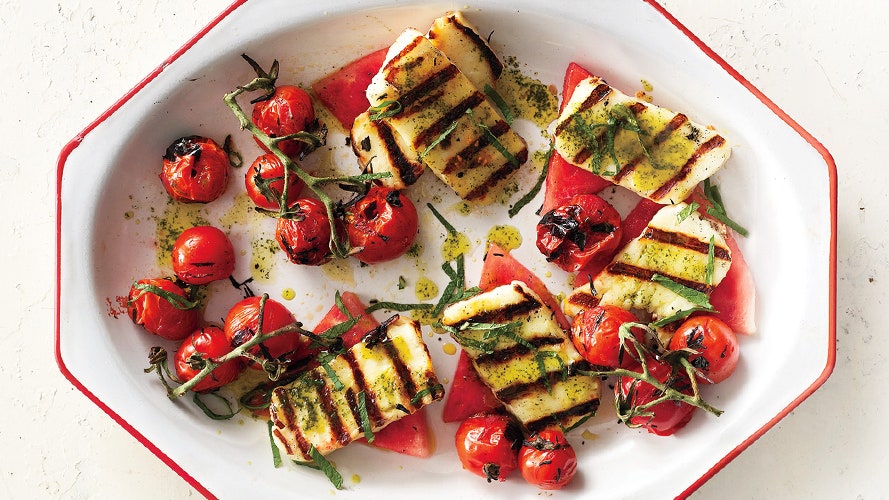 Grilled Halloumi With Watermelon And Basil-Mint Oil | Recipe Cloud App