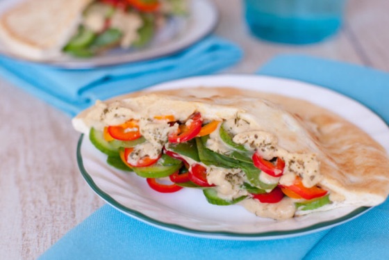 Hummus & Vegetable Pita Sandwich | Recipe Cloud App