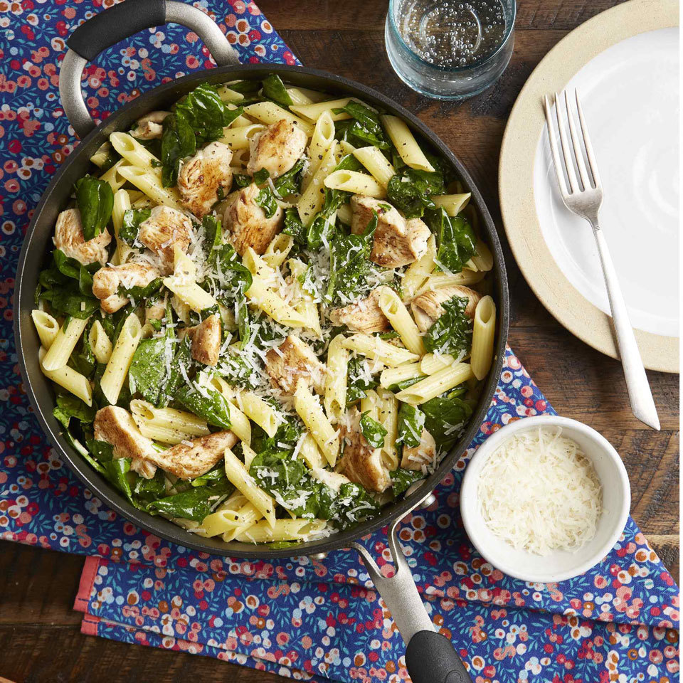 Penne: Chicken & Spinach Skillet With Lemon & Parmesan | Recipe Cloud App