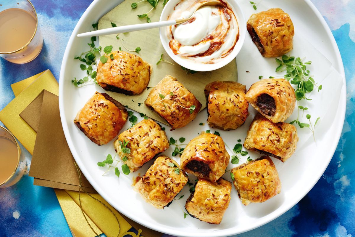 Lamb Sausage Rolls With Harissa Yogurt | Recipe Cloud App