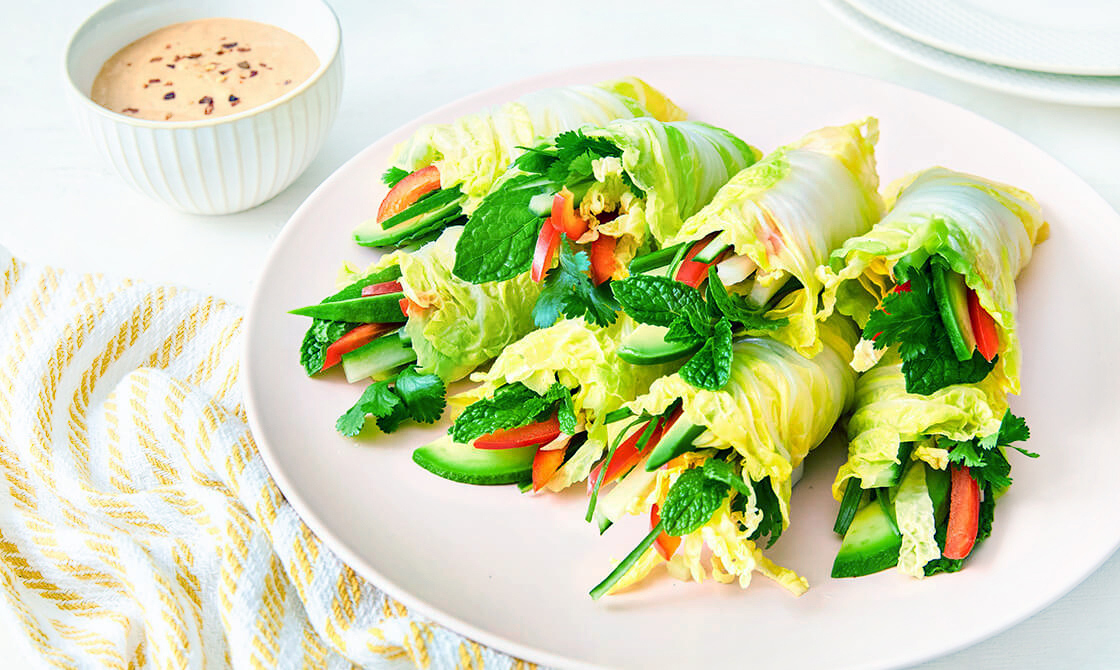 Vegan Keto Rainbow Summer Rolls With Peanut Sauce | Recipe Cloud App