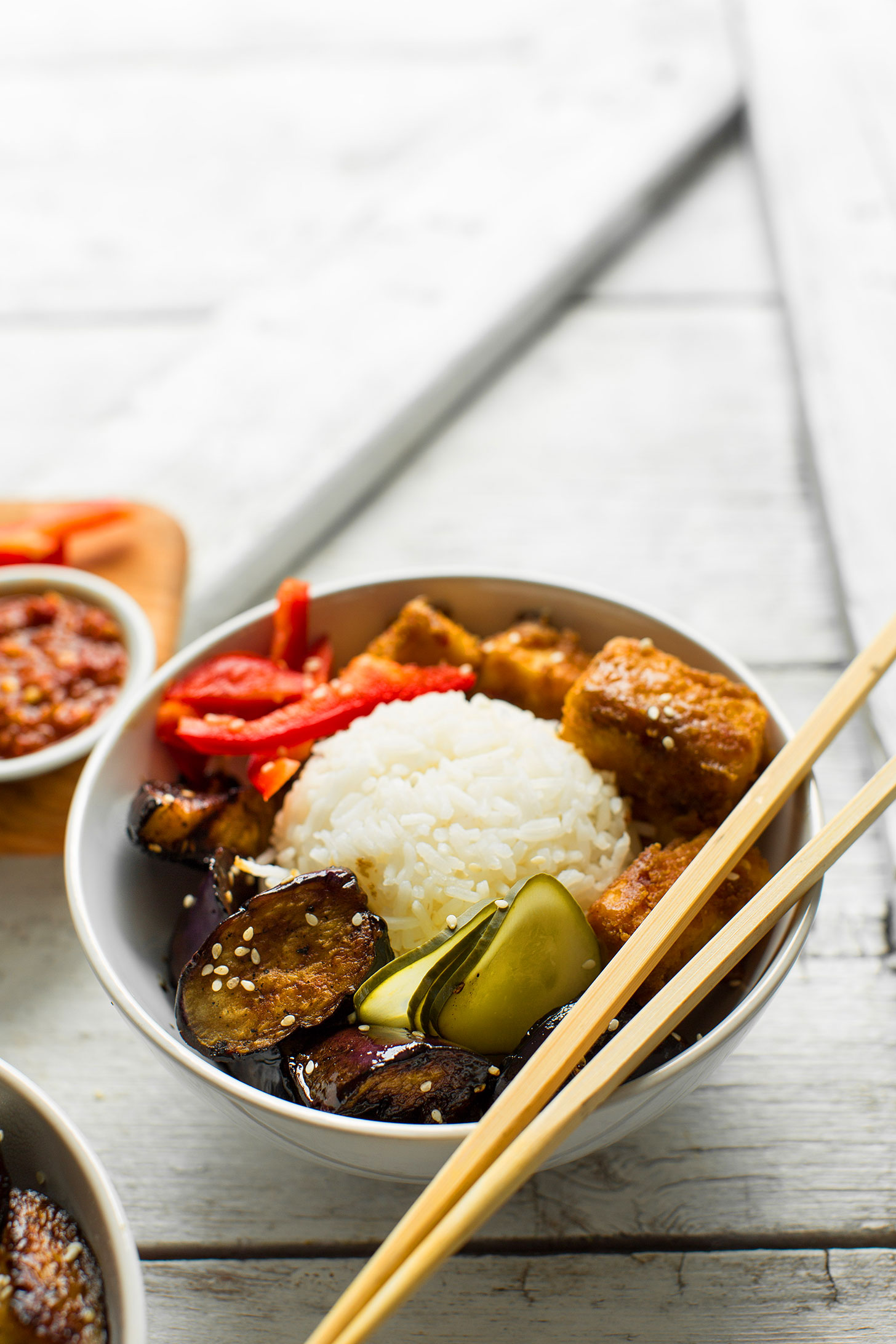 Eggplant & Almond Butter Tofu Bowls | Recipe Cloud App