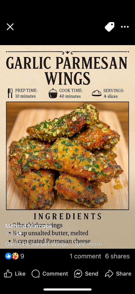 Garlic Parmesan Wings | Recipe Cloud App