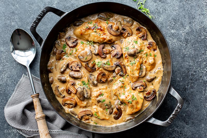 Skillet Chicken And Mushroom Wine Sauce | Recipe Cloud App