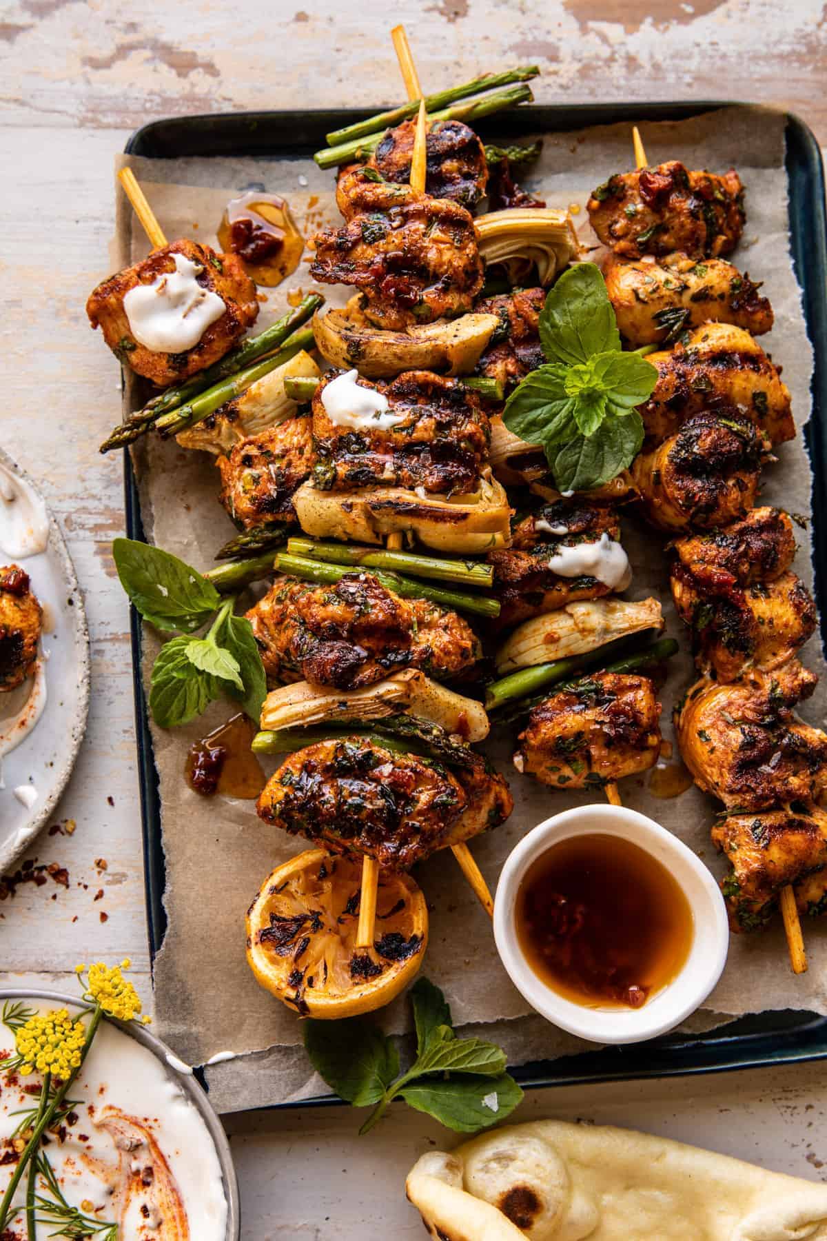 Lemon Chicken Skewers With Creamy Feta Sauce. | Recipe Cloud App