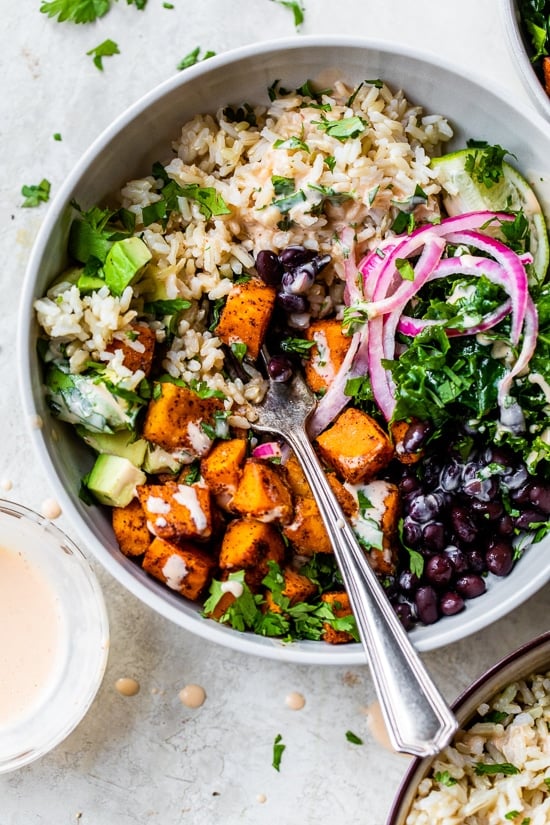 Roasted Sweet Potato Black Bean Bowls | Recipe Cloud App