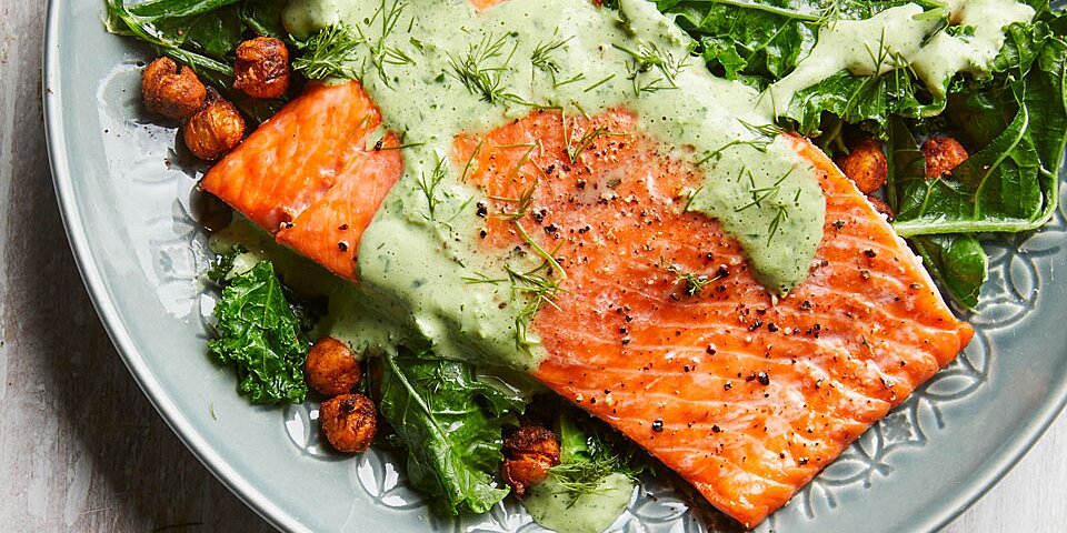 Roasted Salmon with Smoky Chickpeas & Greens | Recipe Cloud App