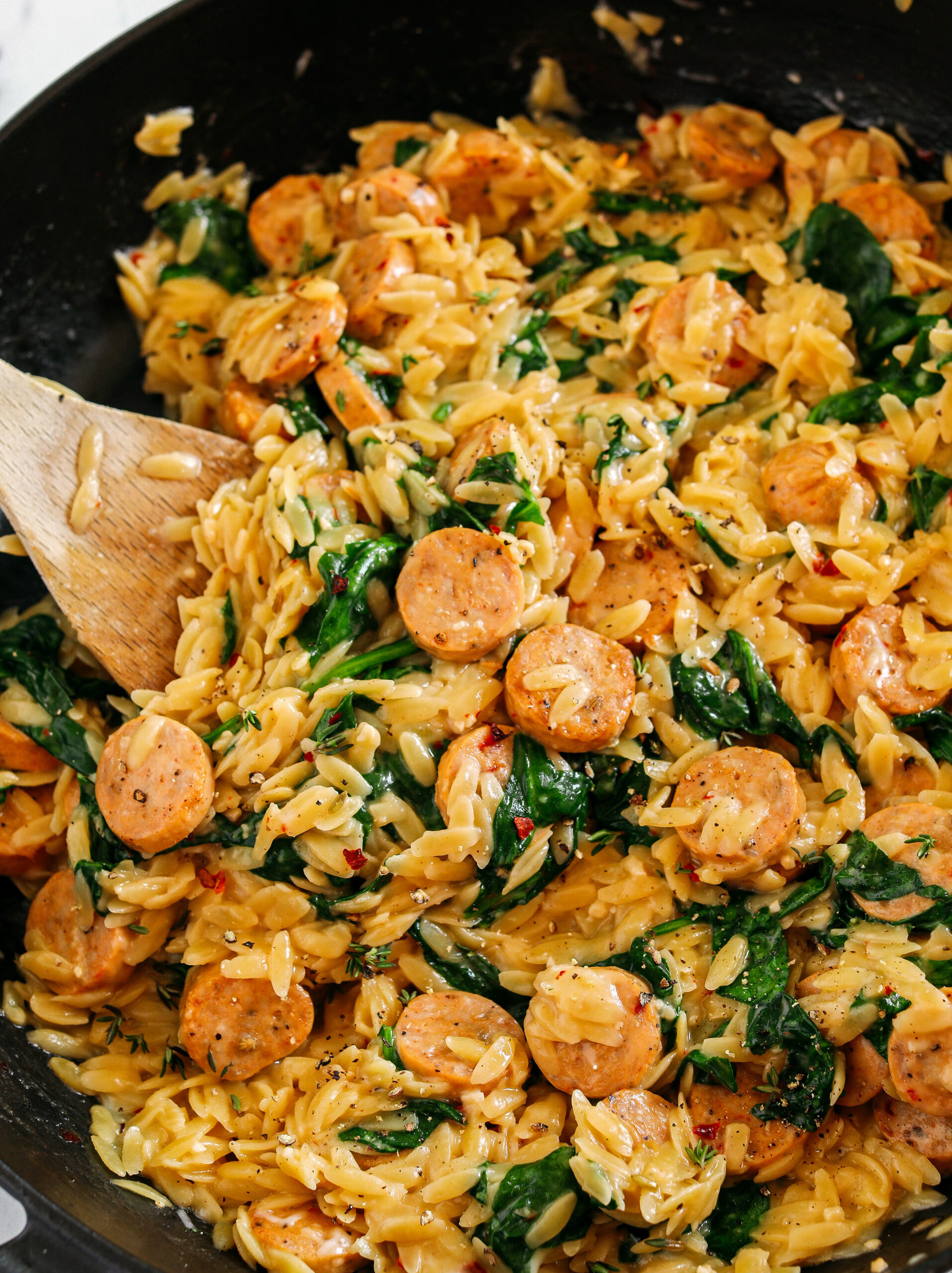 Orzo: Chicken Sausage Skillet | Recipe Cloud App