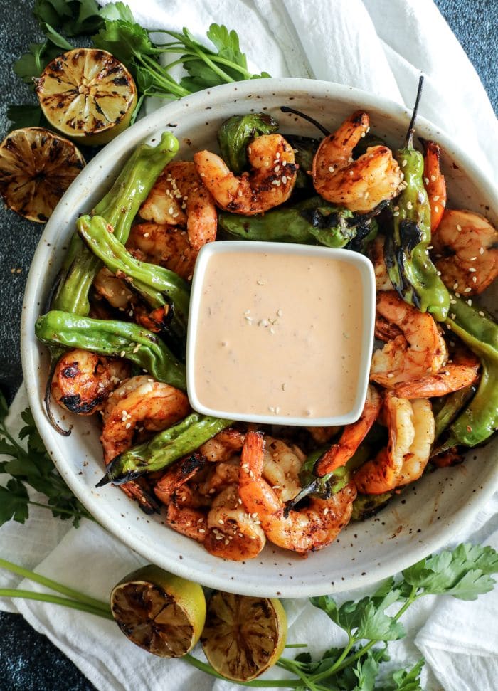 Easy Grilled Sesame Shrimp With Shishito Peppers | Recipe Cloud App