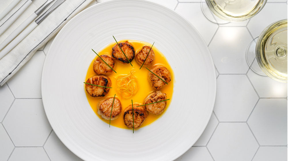 Seared Scallops with Champagne Butter Sauce | Wild Caught | Recipe by Snake River Farms | Recipe Clo