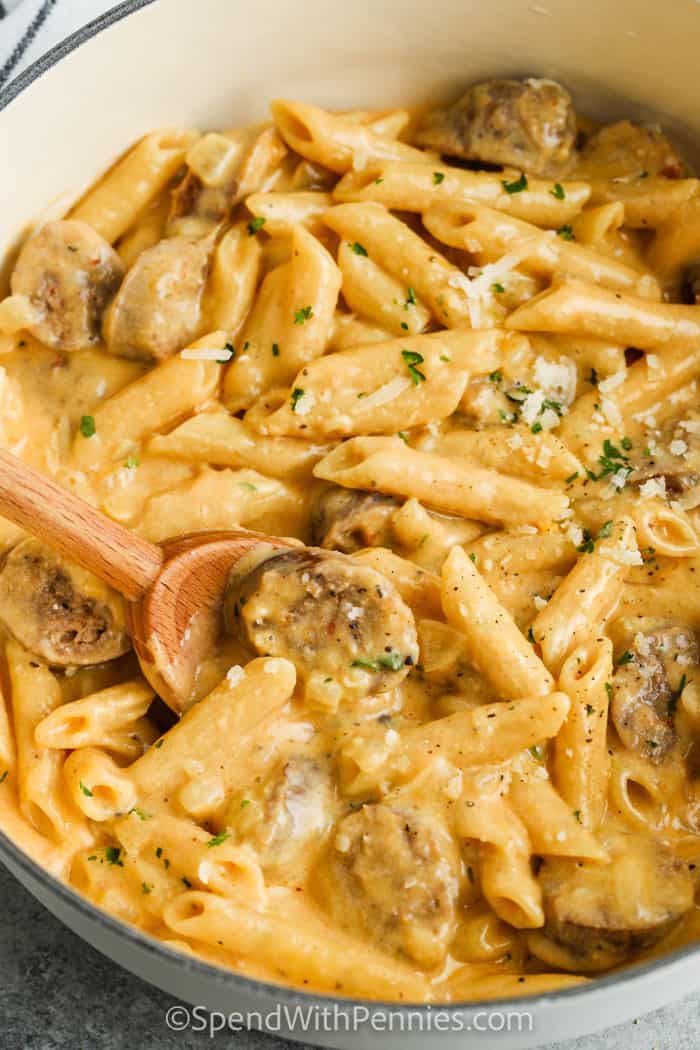 Penne: Cheesy Sausage Pasta | Recipe Cloud App