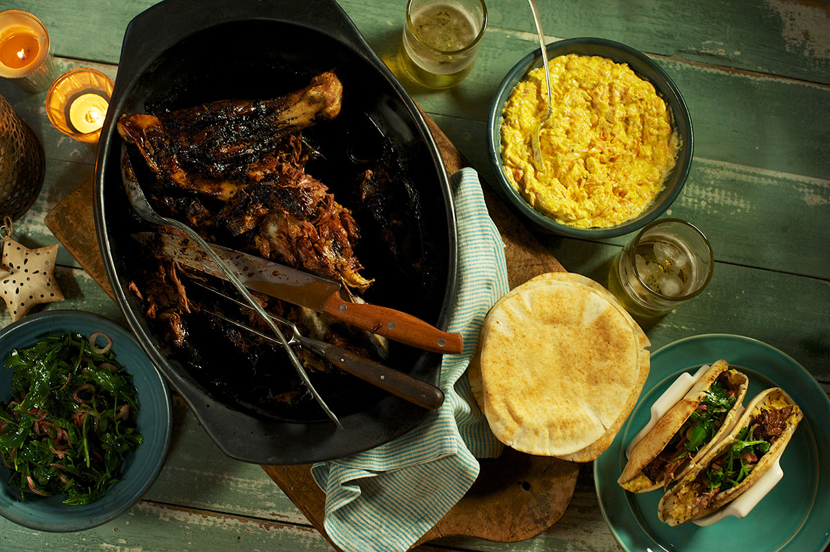 Slow-roasted lamb shoulder with flavours of shawarma | Recipe Cloud App