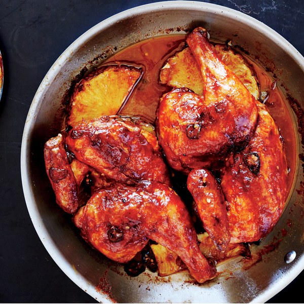 Pan-Roasted Chicken with Pineapple-Chile Glaze recipe | Epicurious.com Pan-Roasted Chicken with Pine