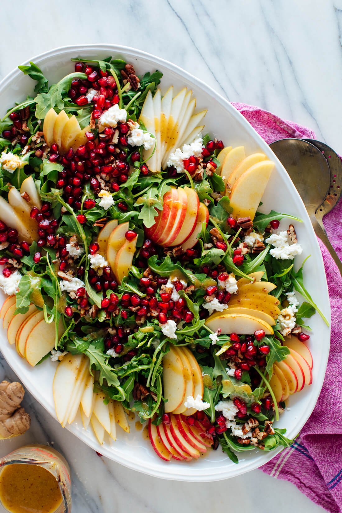 Pomegranate & Pear Green Salad With Ginger Dressing | Recipe Cloud App