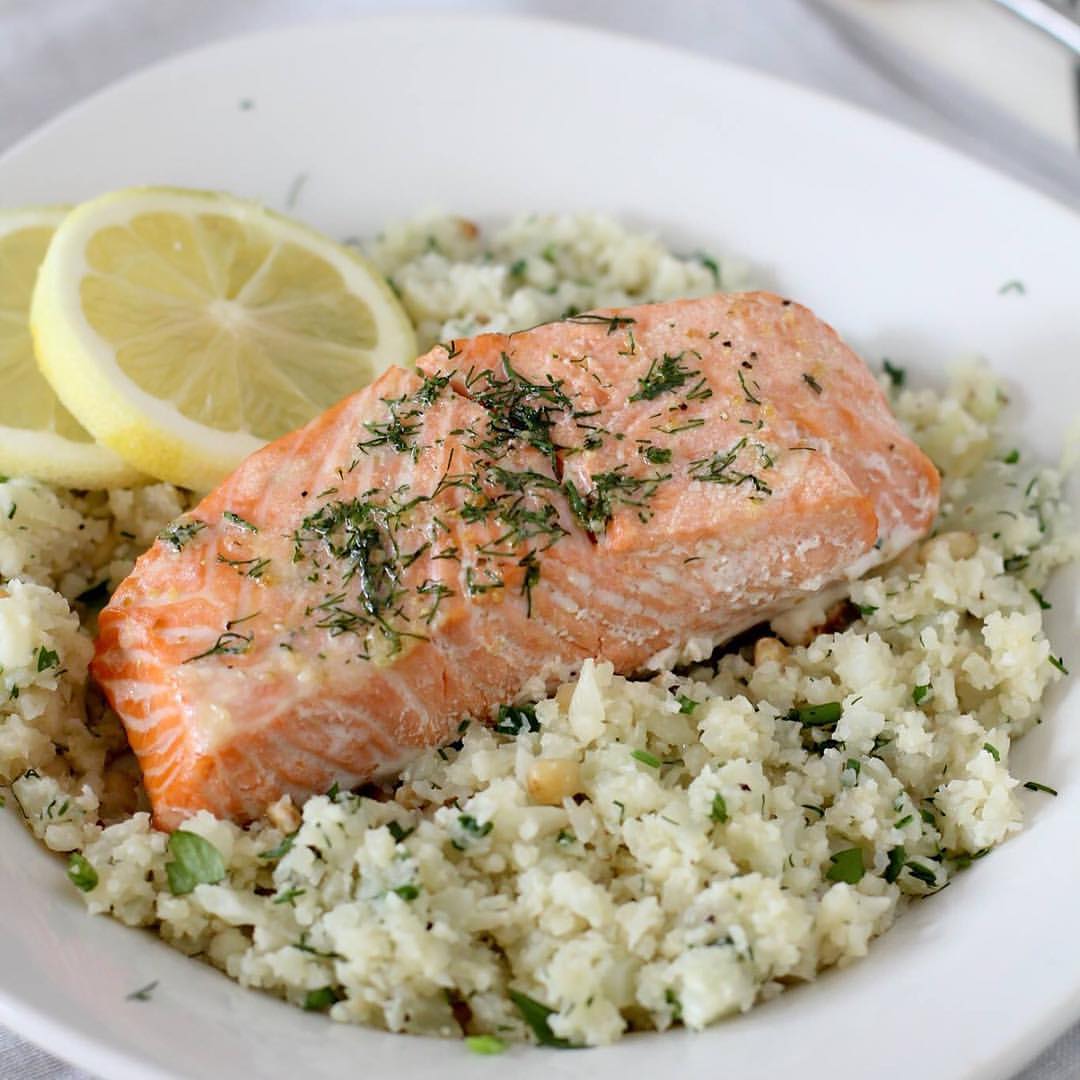Herbed Salmon and Cauliflower Rice | Recipe Cloud App