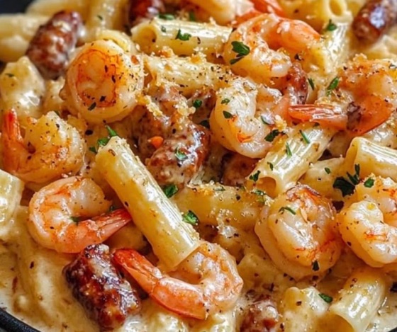 Shrimp & Sausage: Pasta In White Sauce | Recipe Cloud App