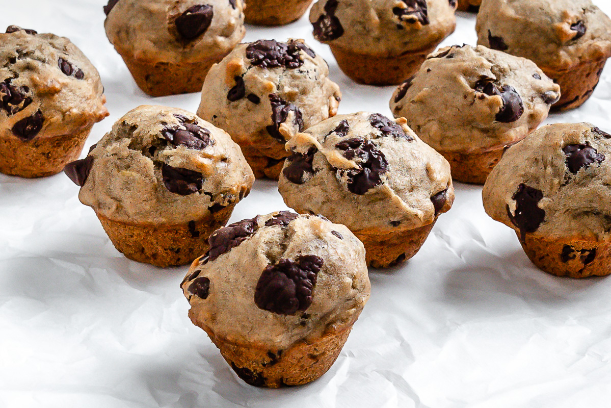 Vegan Chocolate Chip Banana Muffins [Mini + Regular] - Food Sharing Vegan | Recipe Cloud App