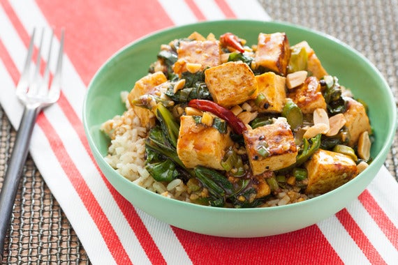Kung Pao Tofu With Chinese Broccoli & Brown Rice | Recipe Cloud App