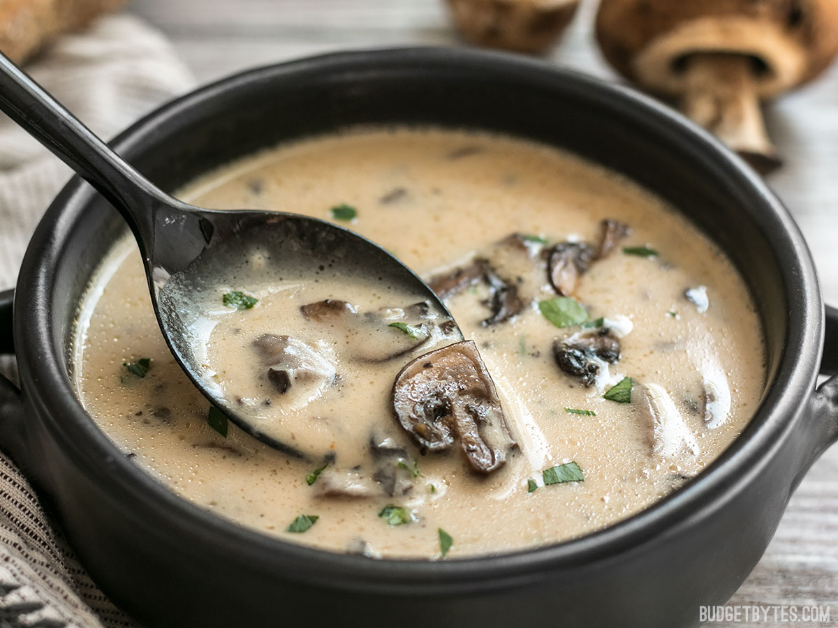 Creamy Garlic Mushroom Soup - Budget Bytes | Recipe Cloud App