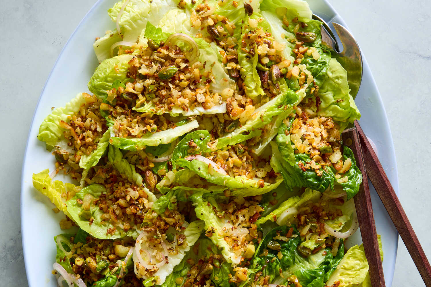 Little Gem Salad With Crispy Halloumi Recipe | Recipe Cloud App