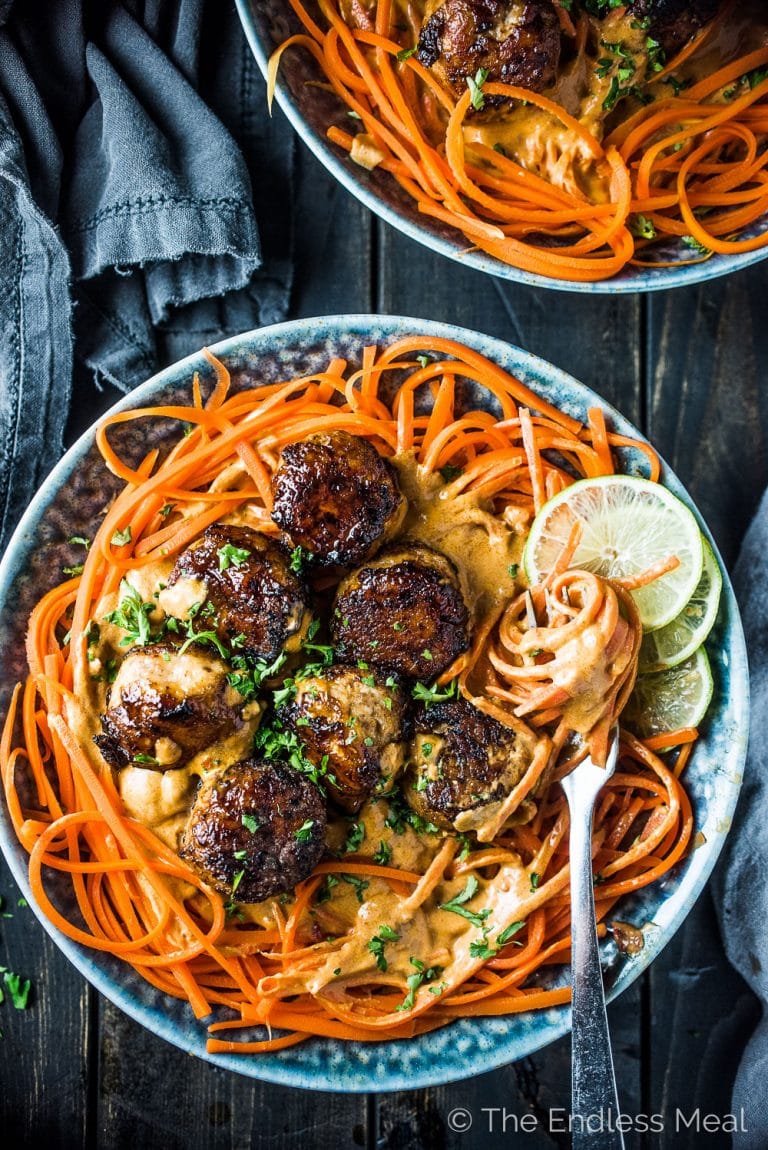 Thai Chicken Curry Meatballs With Carrot Noodles | The Endless Meal | Recipe Cloud App