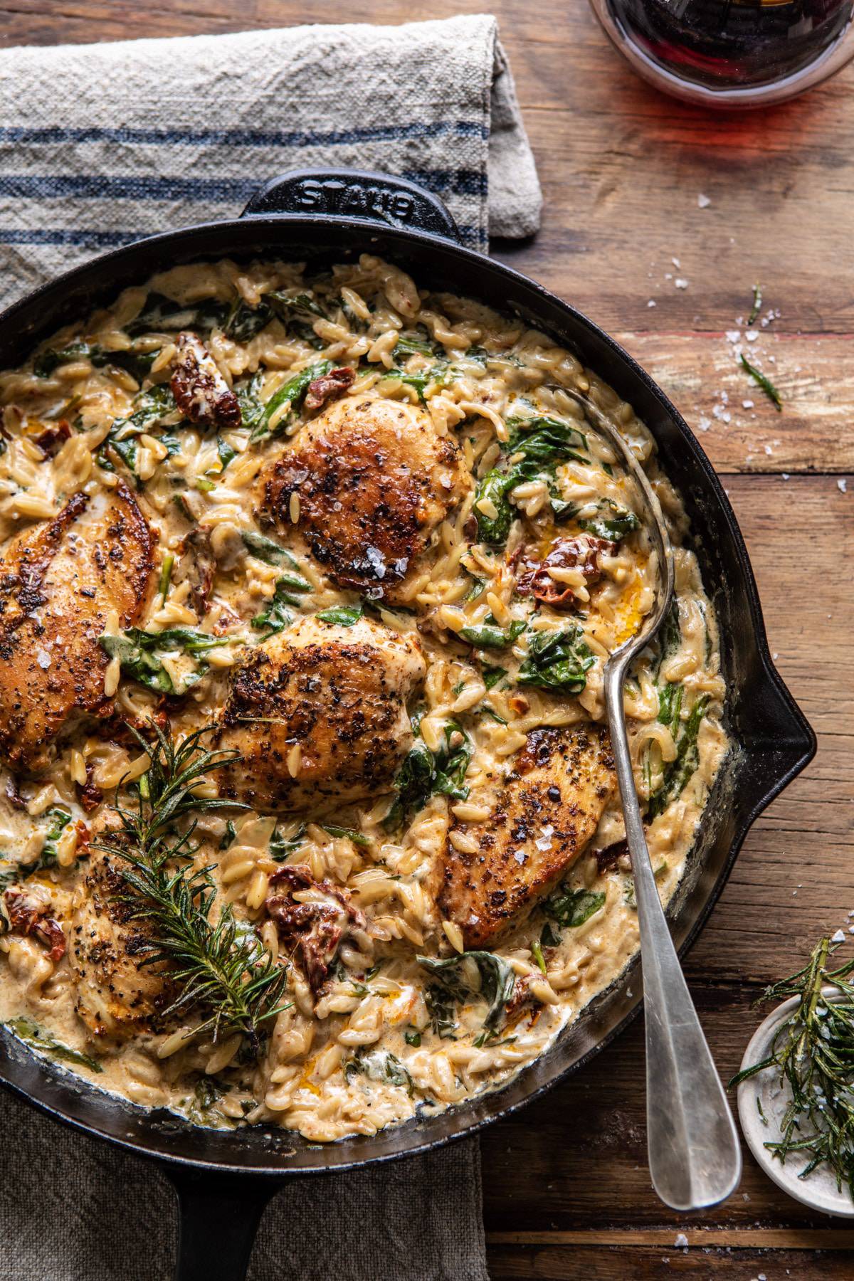 One Skillet Creamy Tomato Chicken And Orzo. | Recipe Cloud App