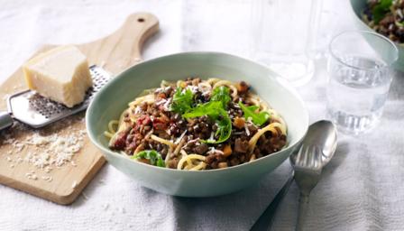 Puy lentil bolognaise with pasta | Recipe Cloud App