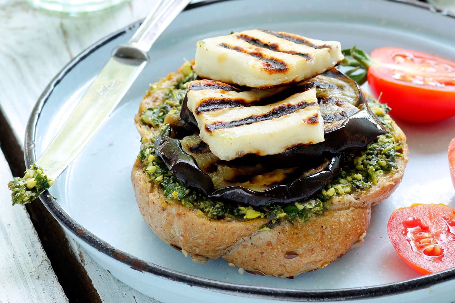 Grilled Eggplant Burgers With Halloumi Cheese | Recipe Cloud App