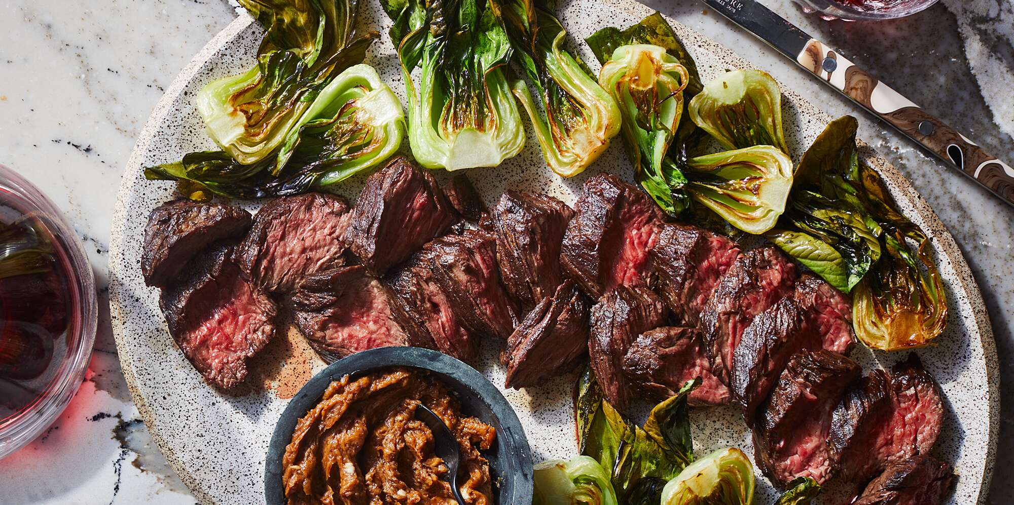 Sheet Pan Hanger Steak And Bok Choy With Lemon-Miso Butter | Recipe Cloud App