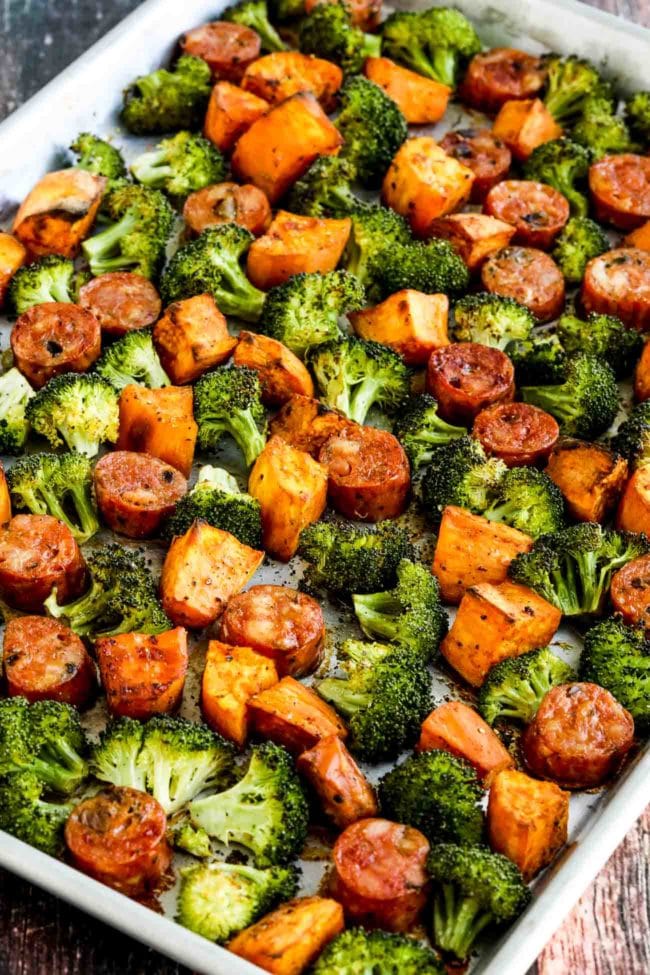 Roasted Sweet Potatoes, Sausage, And Broccoli Sheet Pan Meal – Kalyn's Kitchen | Recipe Cloud App