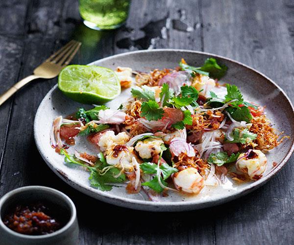 Prawn And Pomelo Salad Recipe With Roasted Chilli Dressing | Recipe Cloud App