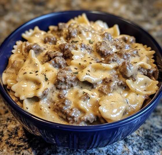 Creamy Beef and Bowtie Pasta | Recipe Cloud App