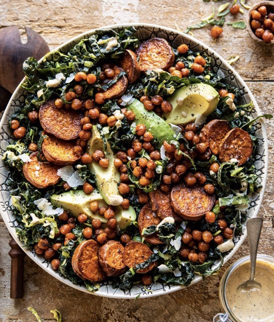 Kale Caesar Salad With Sweet Potatoes And Crispy Chickpeas - Half Baked Harvest | Recipe Cloud App
